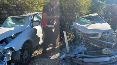 Karabük'te kontrolden çıkan araç duvara çarptı: 2 kişi yaralandı!