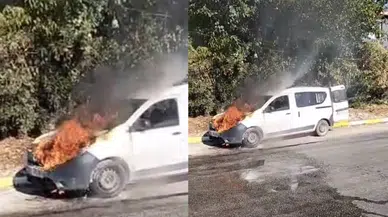 Manisa'da seyir halindeki kamyonet alevlere teslim oldu