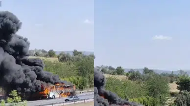 Mersin'de yolcu otobüsü alevlere teslim oldu!