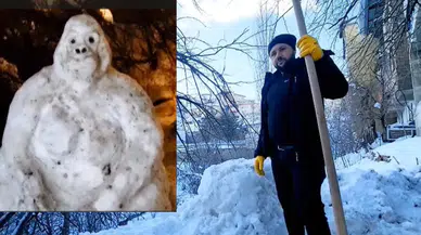 Hakkari'de kardan goril büyük ilgi gördü!