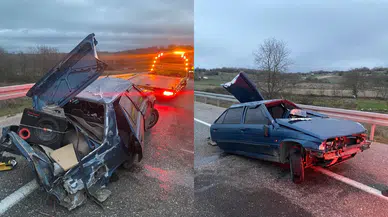 Kırklareli'nde otomobil bariyerlere çarptı: 3 kişi yaralandı