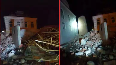 Manisa'da kuvvetli fırtına, cami minaresini devirdi