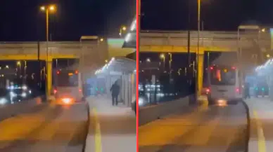 Üsküdar'da yolcu indiren metrobüste yangın çıktı: İşte o anlar