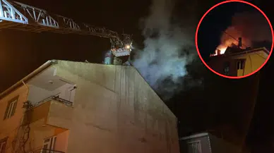 Bursa İnegöl'de apartman çatısında yangın çıktı