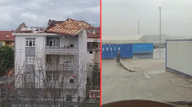 Kocaeli'de fırtına çilesi: Çatılar uçtu, bir kişi tenteyle savruldu
