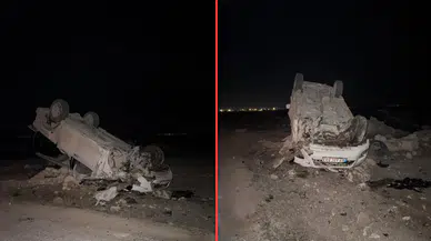 Aksaray Eskil'de otomobil şarampole devrildi: Yaralılar var