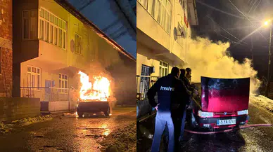 Karabük'te park halindeki otomobil alevlere teslim oldu