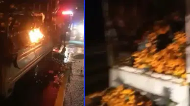 Mandalina yüklü kamyonette çıkan yangın söndürüldü!