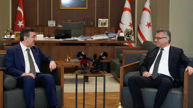 Cumhurbaşkanı Yardımcısı Cevdet Yılmaz, KKTC Cumhurbaşkanı Erhürman ile bir araya geldi