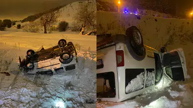 Kars'ta kaza : Araç takla attı, 2 kişi yaralandı