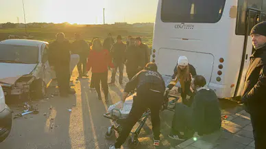 Tekirdağ Çorlu'da zincirleme kaza : 1 kişi yaralandı