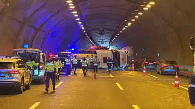 Kuzey Marmara Otoyolu'nda tanker devrildi!