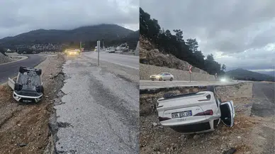 Antalya'da kaza : Araç şarampole uçtu