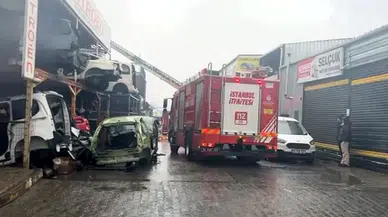 İkitelli oto sanayi sitesinde yangın çıktı