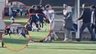 İzmir'de U18 futbol maçında ortalık savaş alanına döndü