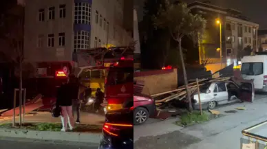İstanbul'da fırtına etkili oluyor! Esenyurt'ta çatı uçtu, Arnavutköy'de inşaattan tuğlalar düştü