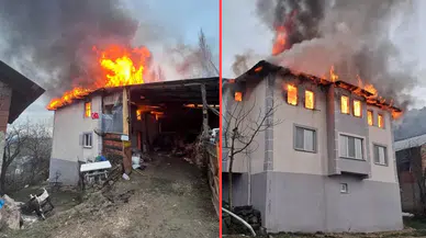Bolu Mudurnu'da 2 katlı evde yangın çıktı