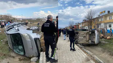 Elazığ'da hafif ticari araç şarampole devrildi : Sürücü yaralandı