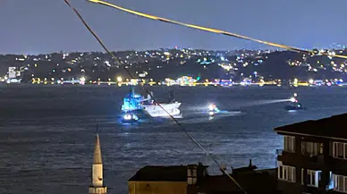 Sarıyer açıklarında karaya oturan gemi bu kez fırtınaya yakalandı