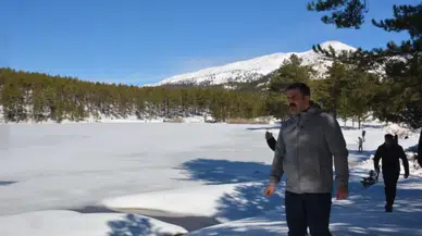 Muğla'da soğuk hava etkisi : Gökçeova Göleti dondu
