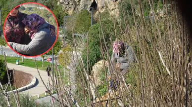 Antalya'da bir kadın, engelli oğlu için 35 metre yüksekliğindeki falezlere çıktı