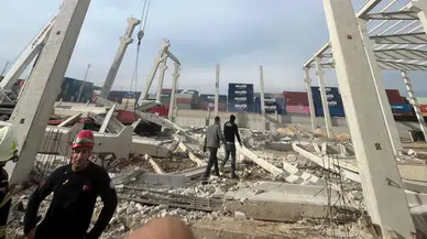 Mersin'de inşaatta duvar ve kolan çöktü : 2'si ağır 3 işçi yaralandı