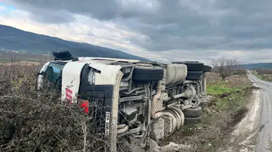 Bilecik Osmaneli'de tır şarampole devrildi