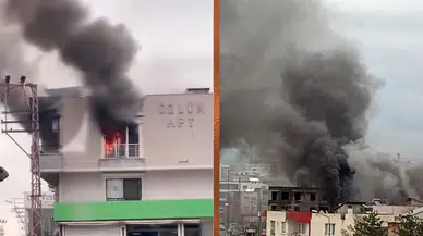 Batman'da yangın : Binanın en üst katı alev alev yandı