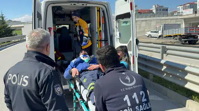 Samsun’da tamire götürülen araç kaza yaptı : Sürücü yaralandı