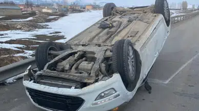 Erzurum Aşkale’de otomobil takla attı : Kazada 2 kişi yaralandı