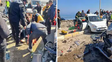 Ayvalık'ta feci kaza: İki otomobil çarpıştı, 6 yaralı