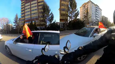 Eskişehir'de sürücü Türk ve İspanya bayraklarıyla dolaştı