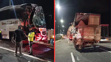 Kuzey Marmara Otoyolu'nda yolcu otobüsü ile tır çarpıştı : Yaralılar var