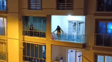 Ankara'da balkon krizi : Sinir krizi geçiren kadın yolu savaş alanına çevirdi