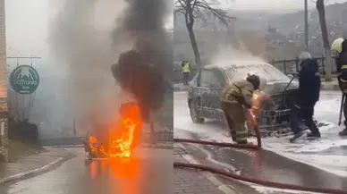 Karabük'te seyir halindeki araç alev topuna döndü