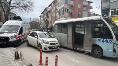 Maltepe'de minibüs araca çarptı