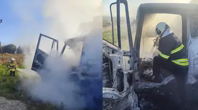 Hatay Kırıkhan'da kamyon alev alev yandı