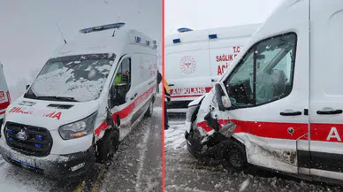 Gümüşhane'de otomobil ile ambulans çarpıştı : 3 yaralı
