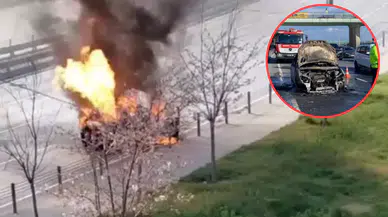 Zeytinburnu'nda yanan otomobil alev topuna döndü : Özel harekat yolu kapattı