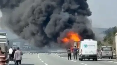 Kuzey Marmara Otoyolu’nda tır yangını!