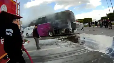 Mersin'de yolcu otobüsünde yangın çıktı