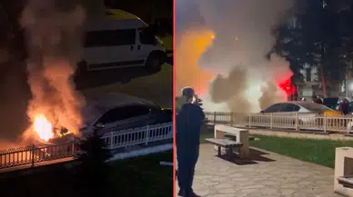 Karabük'te park halindeki otomobil alevlere teslim oldu