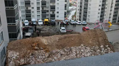 Tokat'ta yağışlar nedeniyle bir sitenin istinat duvarı çöktü