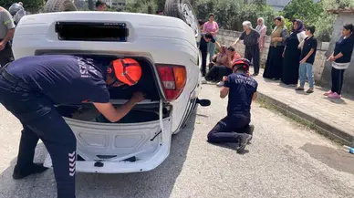 Hatay Dörtyol’da otomobil takla attı : 2 yaralı