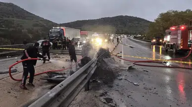 Otomobil sürücüsü, yanan araçta can verdi