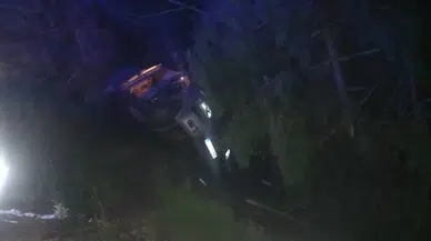 Bolu Mudurnu'da kontrolden çıkan otomobil devrildi : 1 yaralı