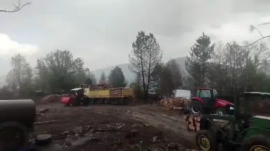 Karabük'te orman işçilerinin yakınına yıldırım düştü