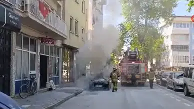 Bursa'da park halindeki araçta yangın çıktı