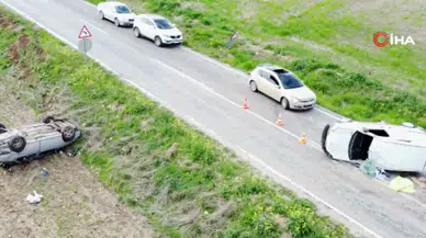 Çorum Alaca'da aynı noktada 2 kaza : 2 kişi yaralandı