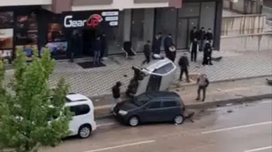 Bursa Yıldırım'da kontrolden çıkan otomobil takla attı
